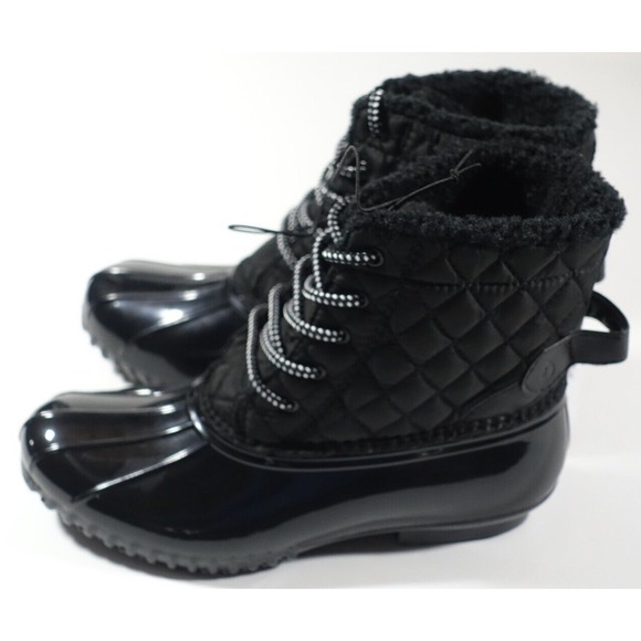 Sporto Andie Duck Boots Women 10 Black Water Repellant Lightweight Pull Tab - Picture 5 of 8